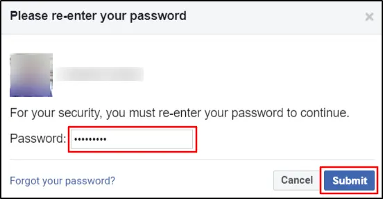 Facebook SSO - Enter Password to verify your identity