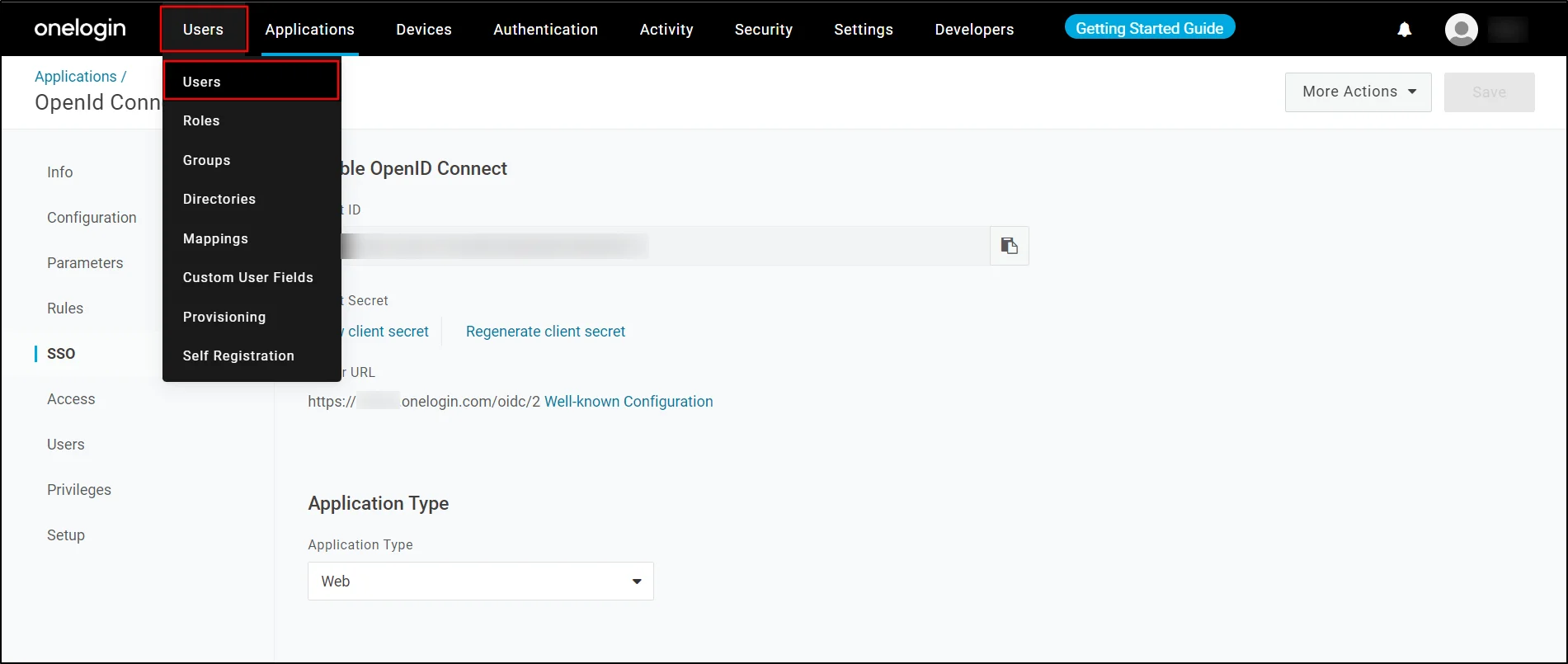 Onelogin OpenID Single Sign-On Login - Navigate to Users -> Select Users