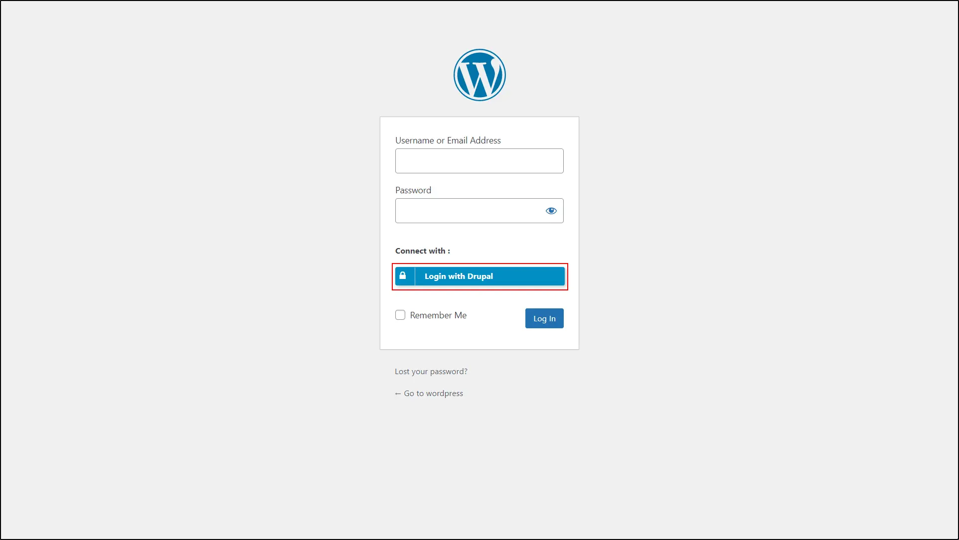 Test SSO Connection between WordPress and Drupal OIDC Provider - Click on Login with Drupal