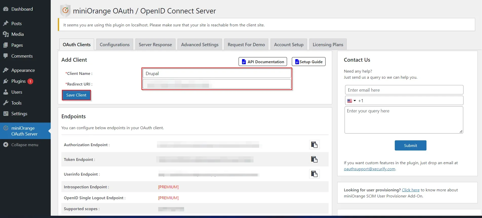 WP OAuth OpenID Single Sign-on - Paste the copied Callback URL into respective field