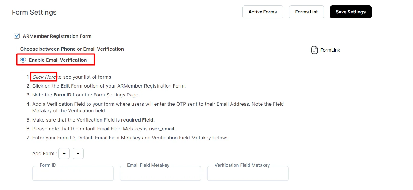 ARMember Registration form email verification