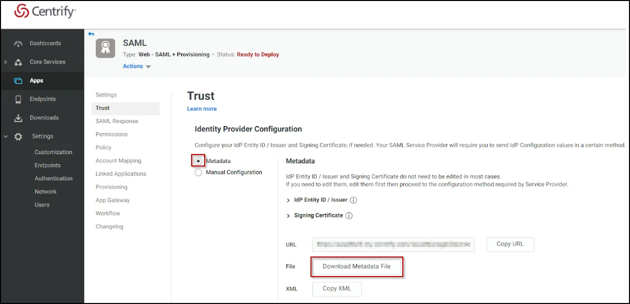 centrify-saml-single-sign-on-download-the-metadata-from-metadata-section