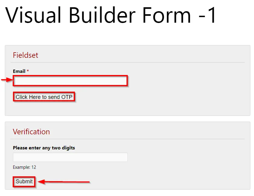 Formularios de Visual Form Builder: haga clic aquí para enviar OTP