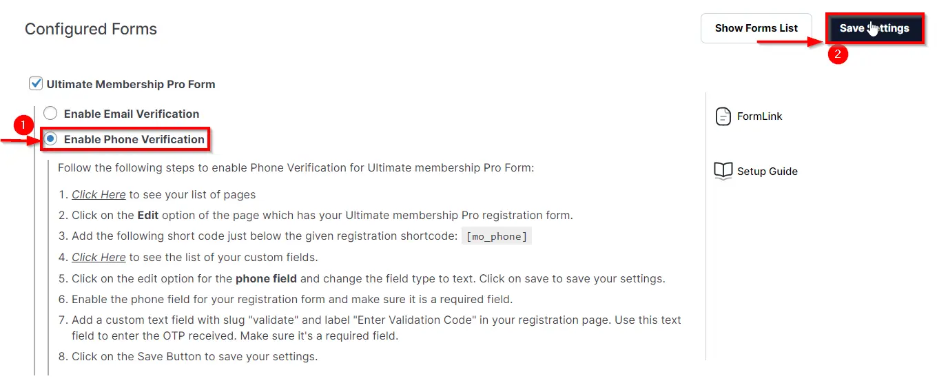 Ultimate Membership Pro - enable phone verification