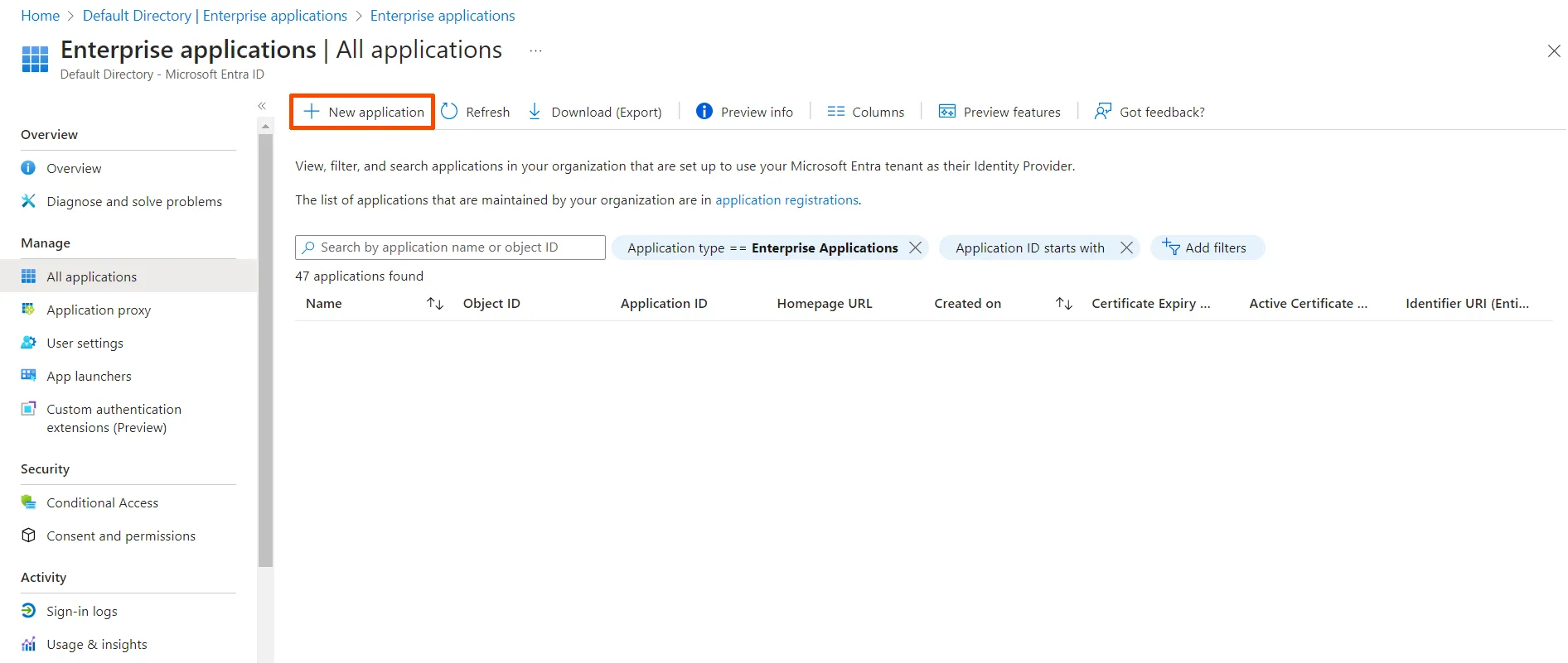 Shopify (Microsoft Entra ID) Azure AD SSO - Shopify SSO New Application