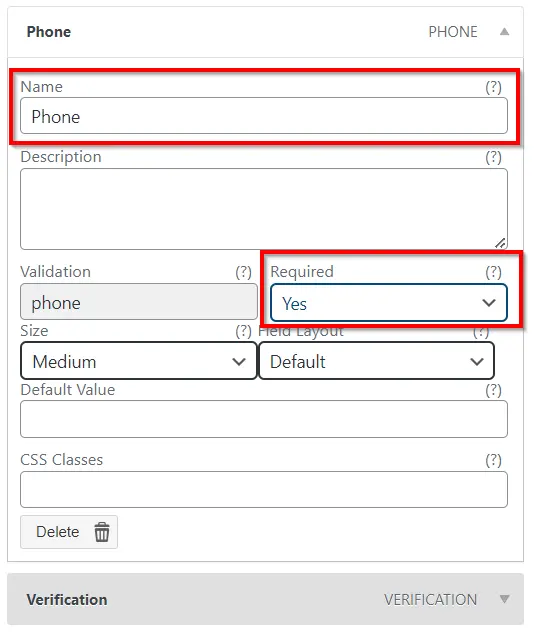 OTP-Verifizierung Visual Form Builder Formular Feld hinzufügen Telefon E-Mail Speichern