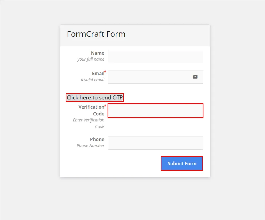 WordPress FormCraft Form - Click submit button