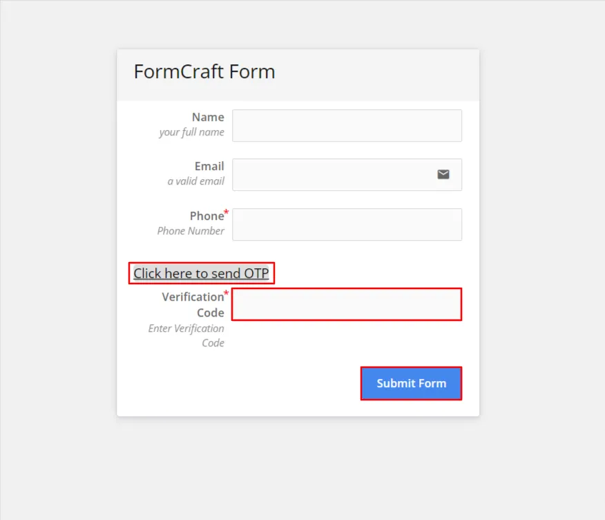 WordPress FormCraft Form - Click submit button