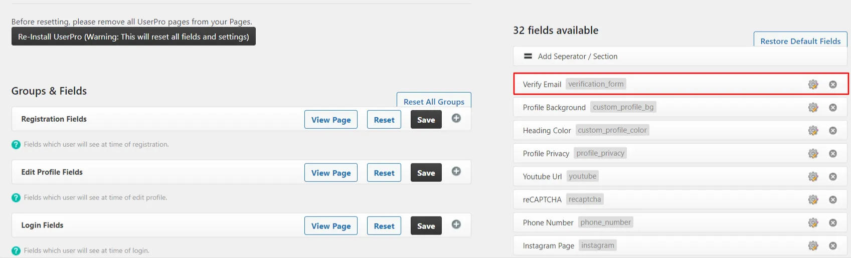 WordPress UserPro form - See added Verify Phone