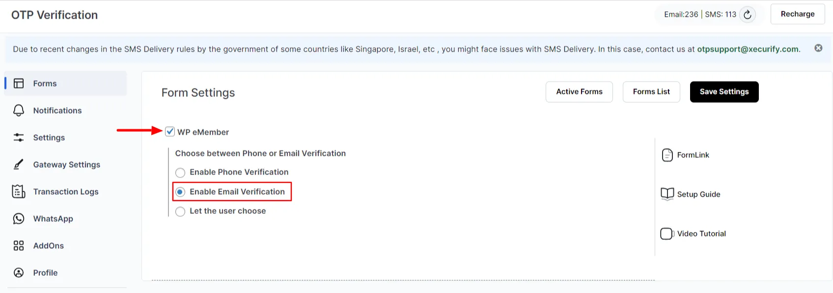 WP eMember Form - enable email verification