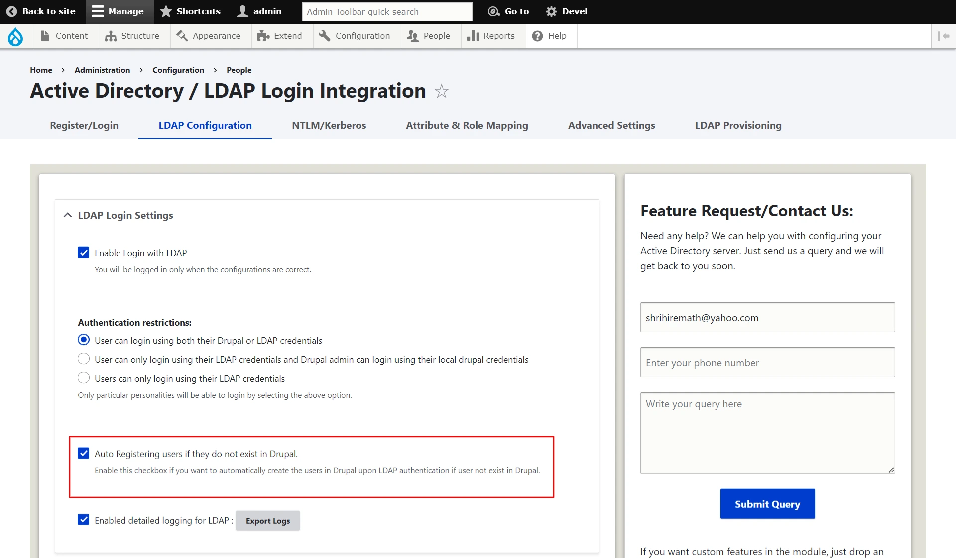 Drupal Active Directory/LDAP integration - Navigate to LDAP Configuration