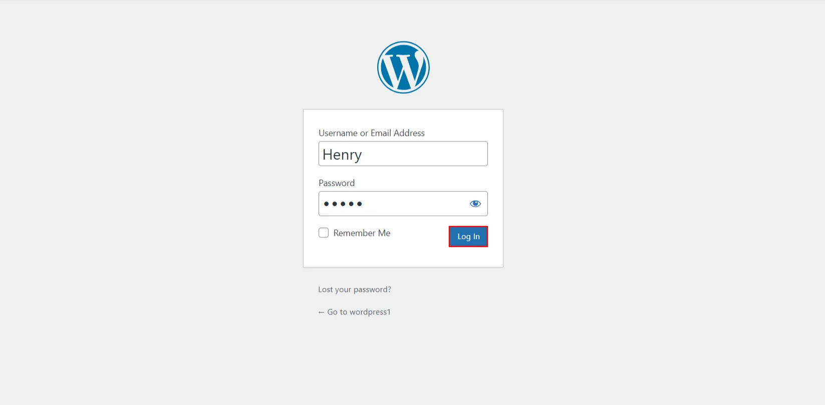 Autenticador de WordPress Authy: haga clic en el botón de inicio de sesión
