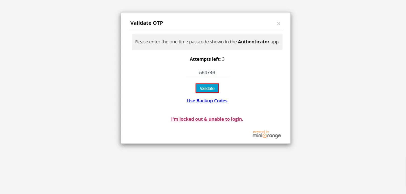 WordPress Authy Authenticator - Enter OTP