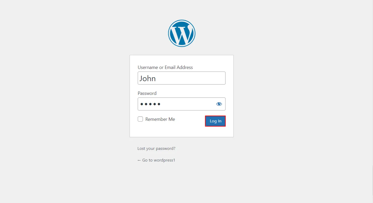WordPress Authy Authenticator - Enter login credentials