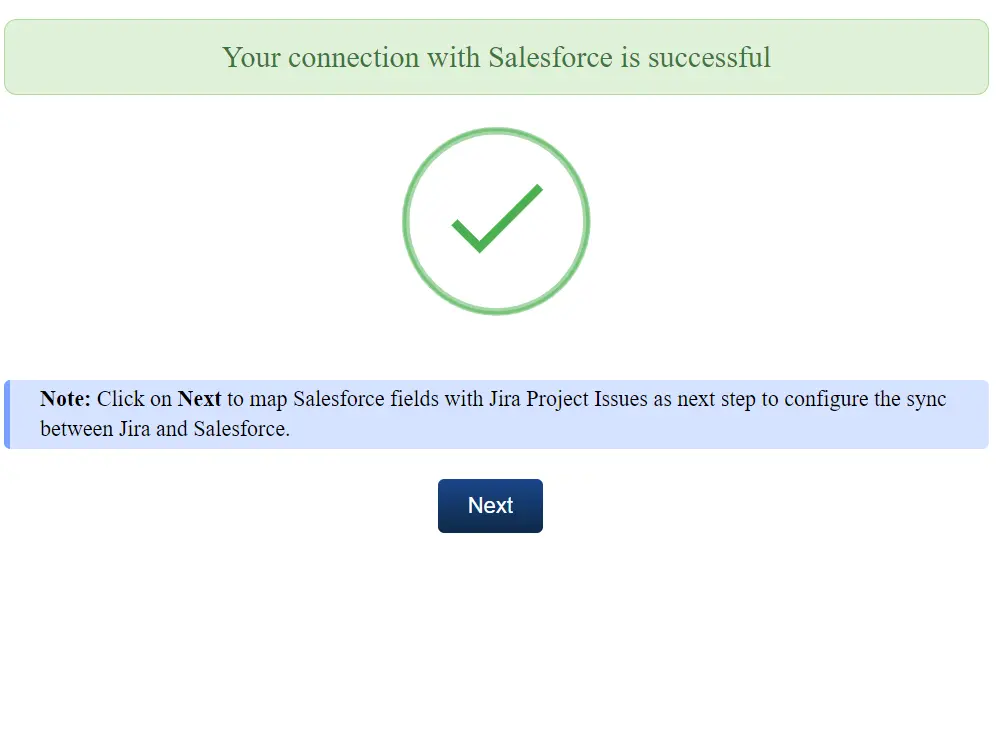 Connection Successful - Integrate Jira Salesforce Data Sync