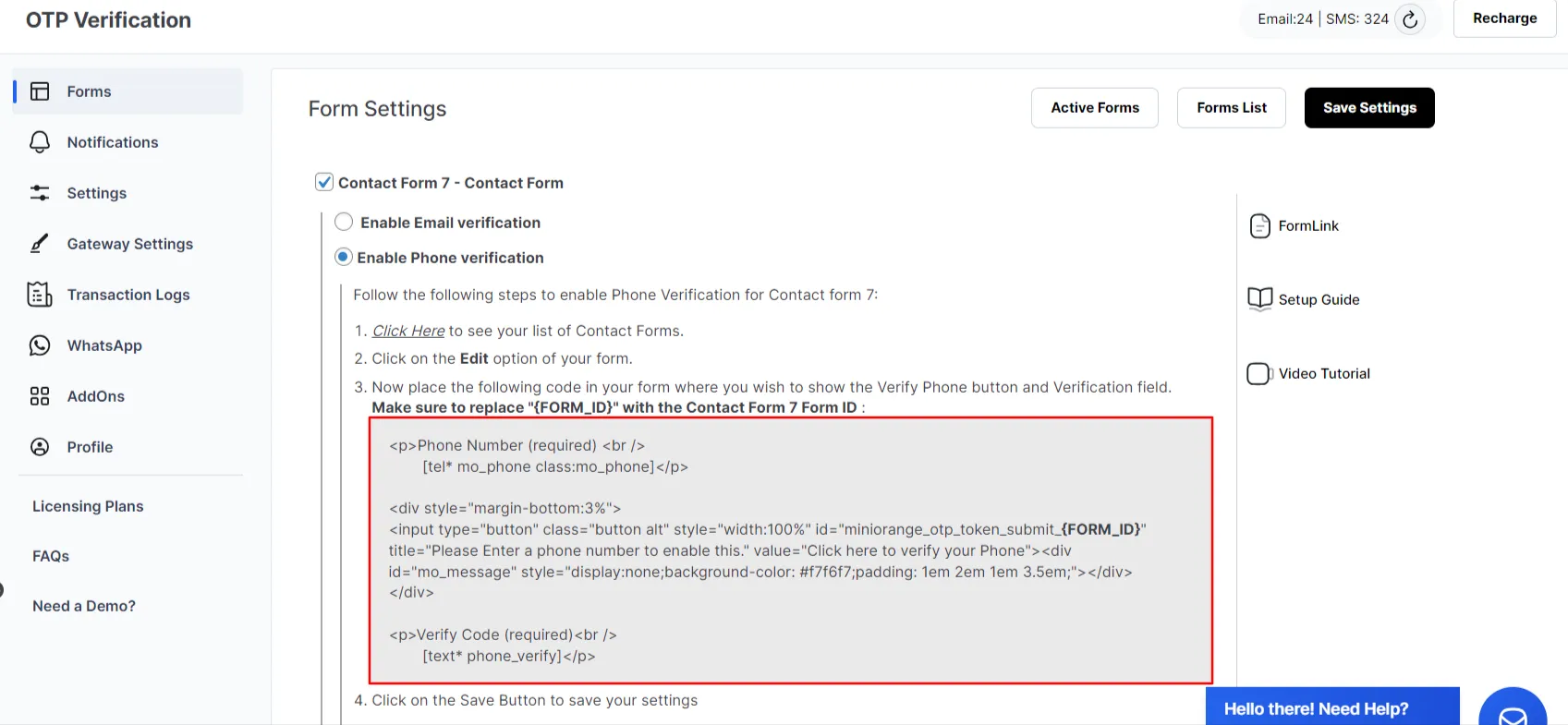 Contact form 7 SMS Verification - Copy phone field code 