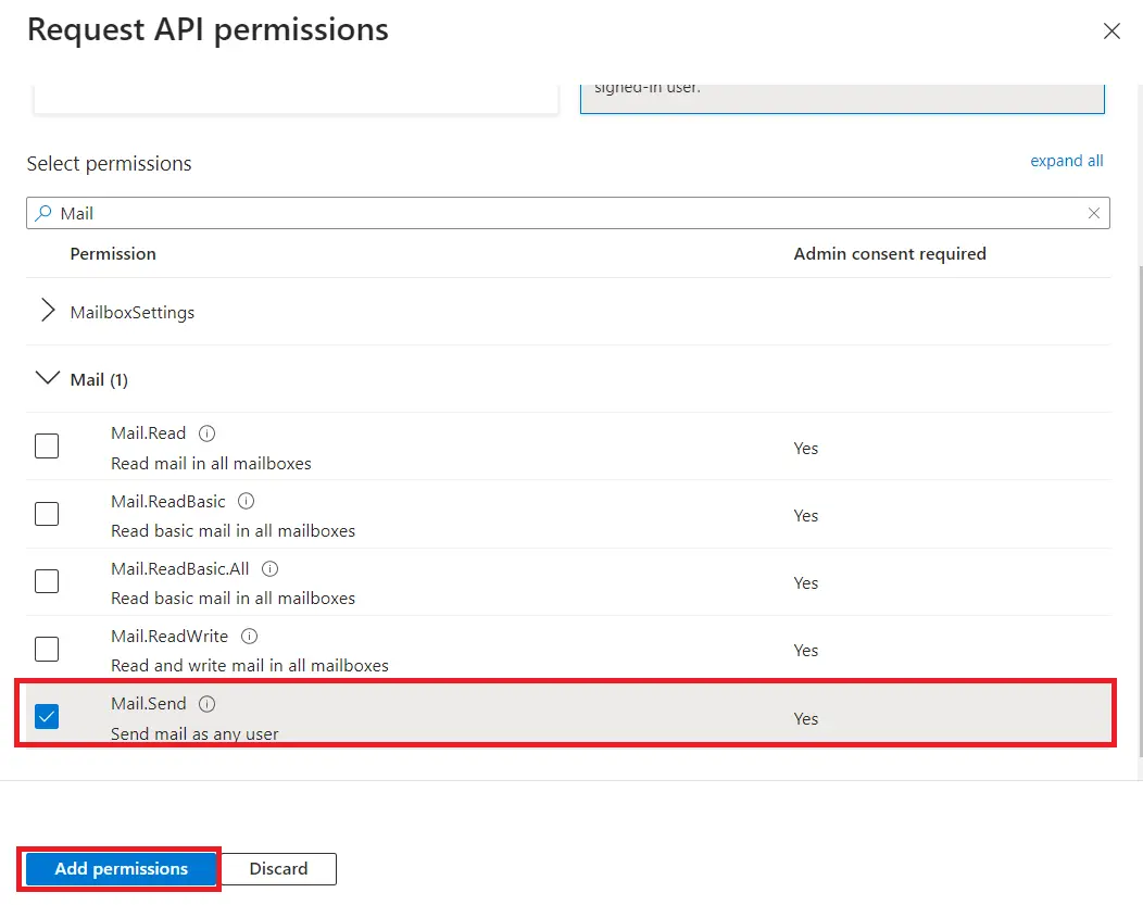 Configure Microsoft Graph API for Azure AD and Office 365 - permissions