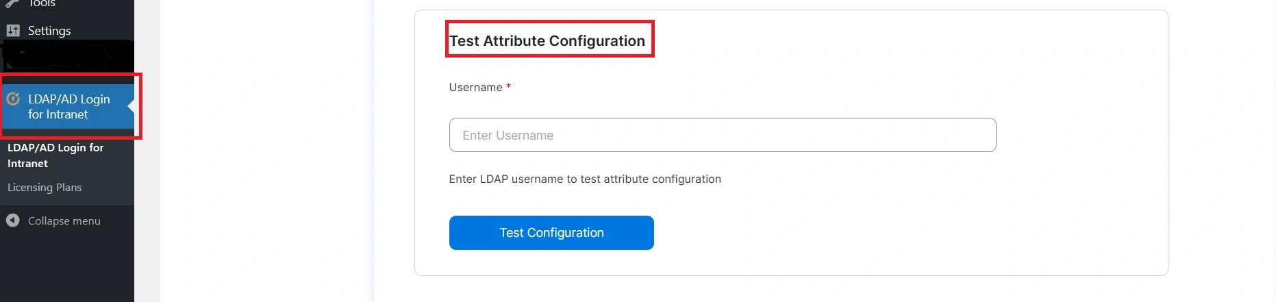 miniOrange Integración con Active Directory Integración LDAP Asignación de usuarios LDAP Configuración y atributo de prueba