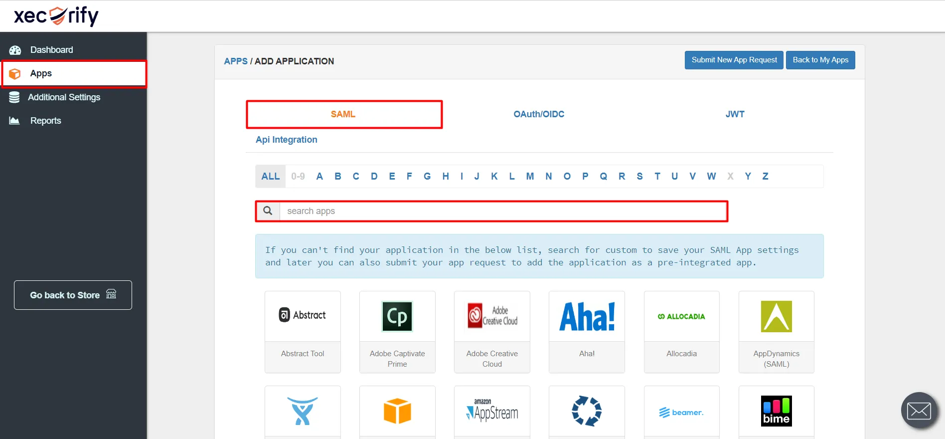 Shopify as IDP - Login using Shopify credentials - search for SAML App