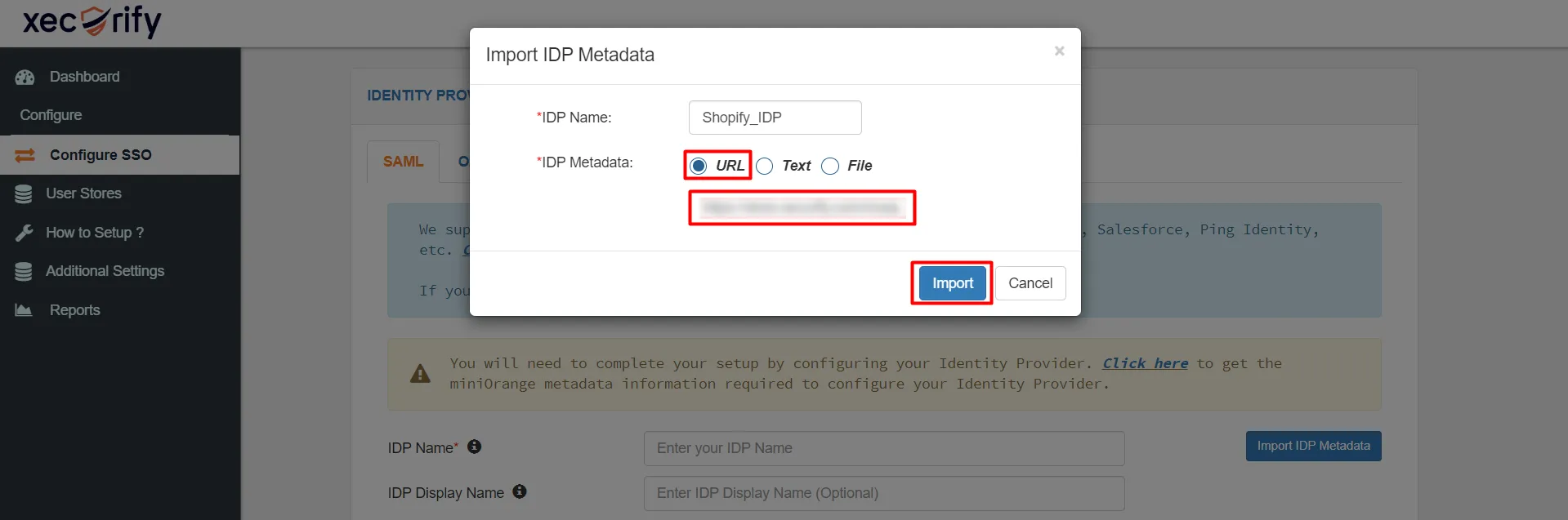 SSO between Two Shopify Stores - Shopify as IDP - Upload metadata