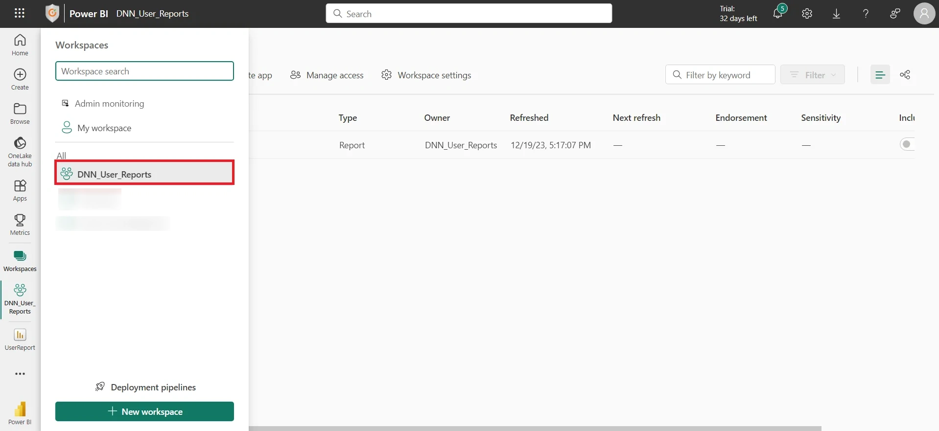 DNN Power BI Embed with row level security | Select Workspaces