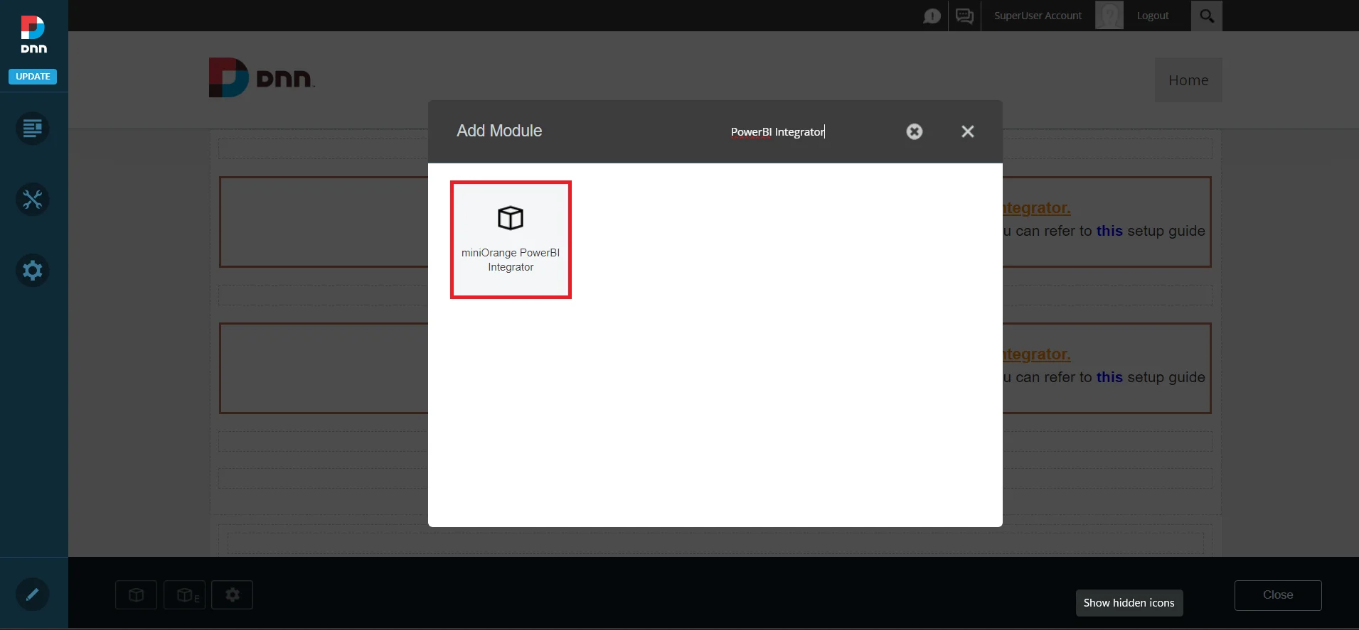 DNN Power BI Embed with row level security | Search module
