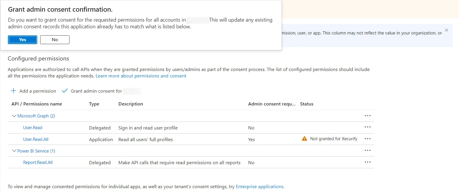 DNN Power BI Embed with row level security | Grant admin concent