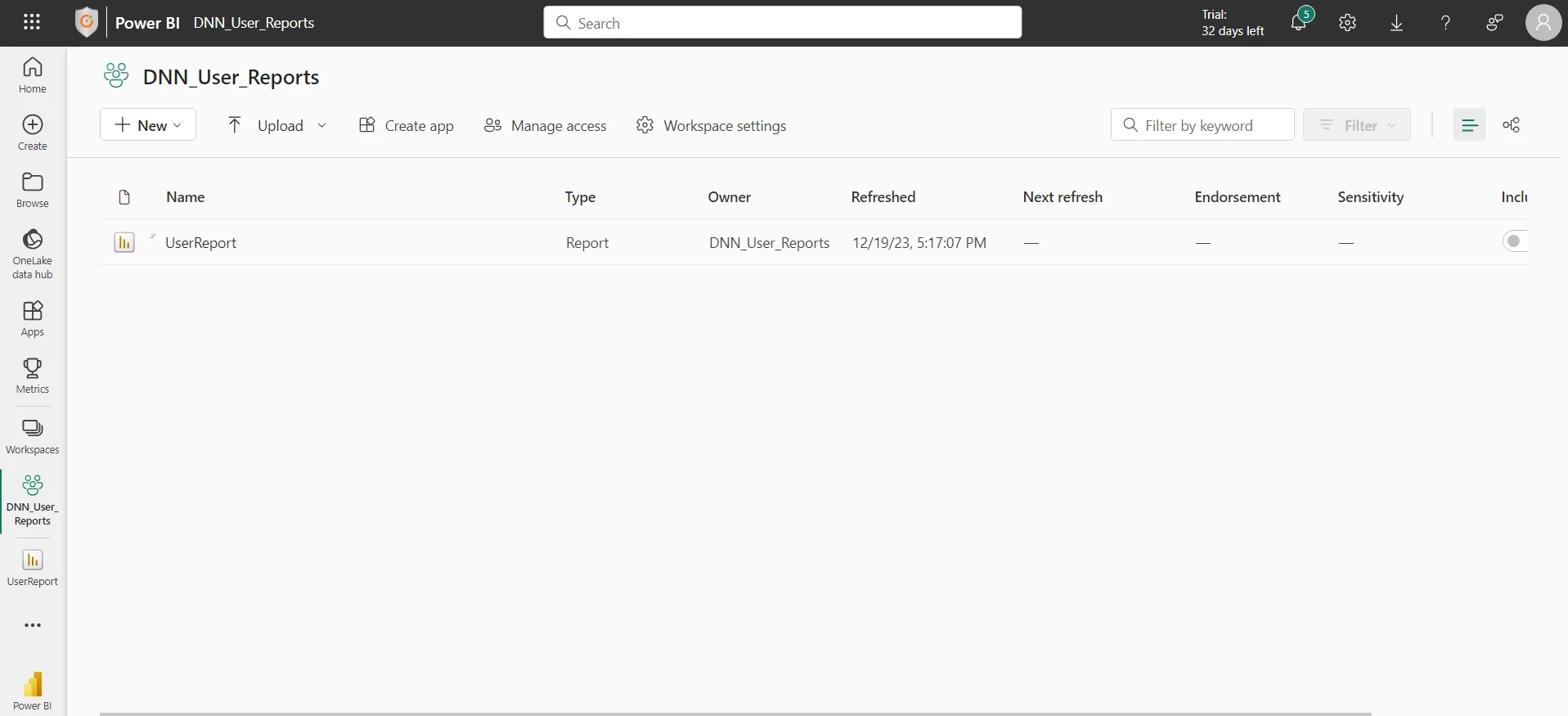 DNN Power BI Embed with row level security | Navigate to manage access tab