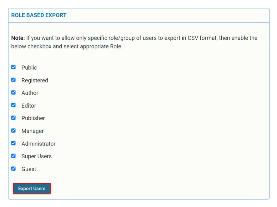 Usuarios de importación y exportación de Joomla,