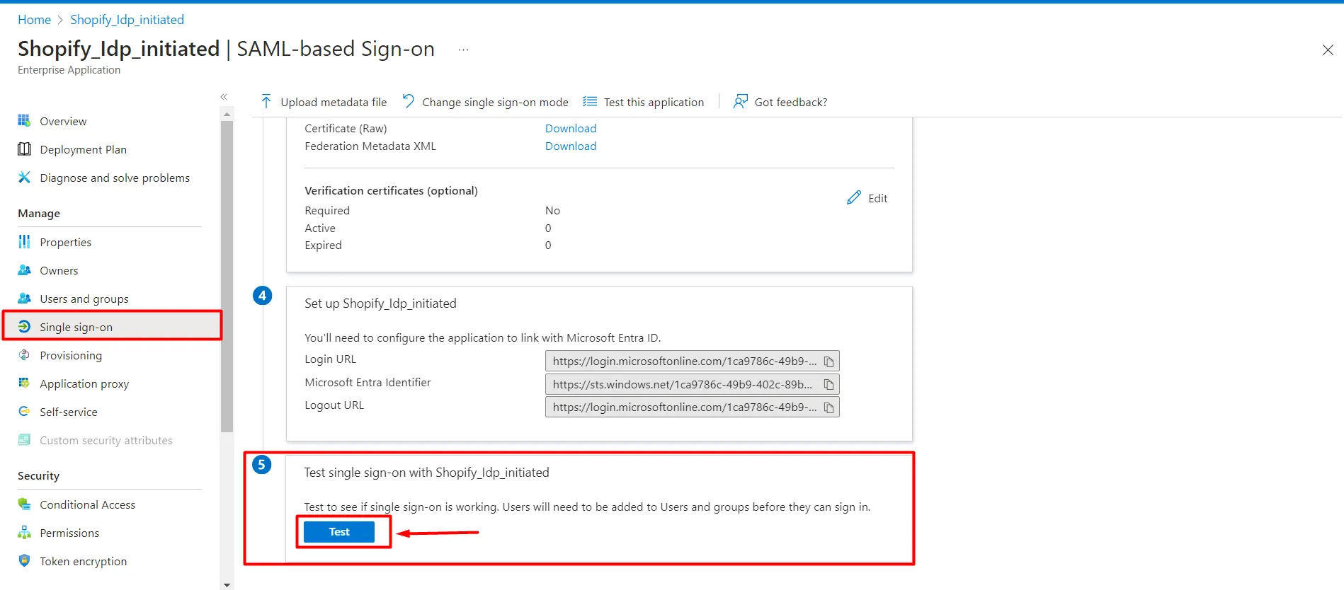 Shopify (Microsoft Entra ID) Azure AD Single Sign On SSO - Testez l'authentification unique dans Azure