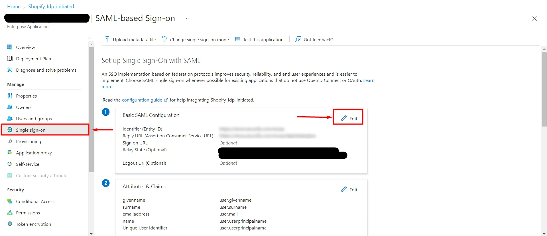 Shopify Azure AD SSO - Shopify Microsoft Entra ID SSO - - Modifier la connexion dans Okta