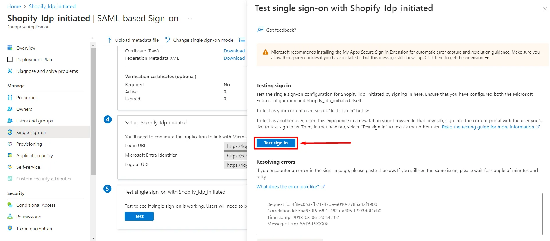 Shopify (Microsoft Entra ID) Azure AD シングル サインオン SSO - Azure AD にログイン