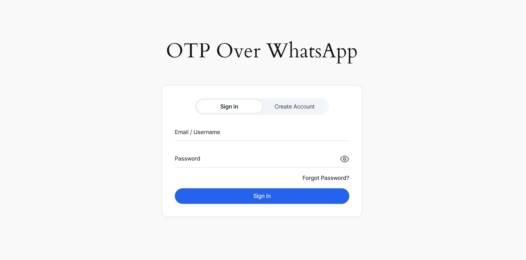 Connexion WhatsApp avec OTP - Page de connexion Whatsapp