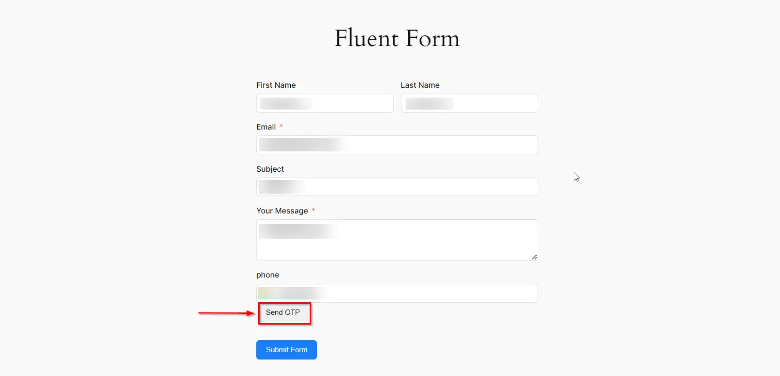 WordPress Fluent Form with OTP - Fluent Form Form
