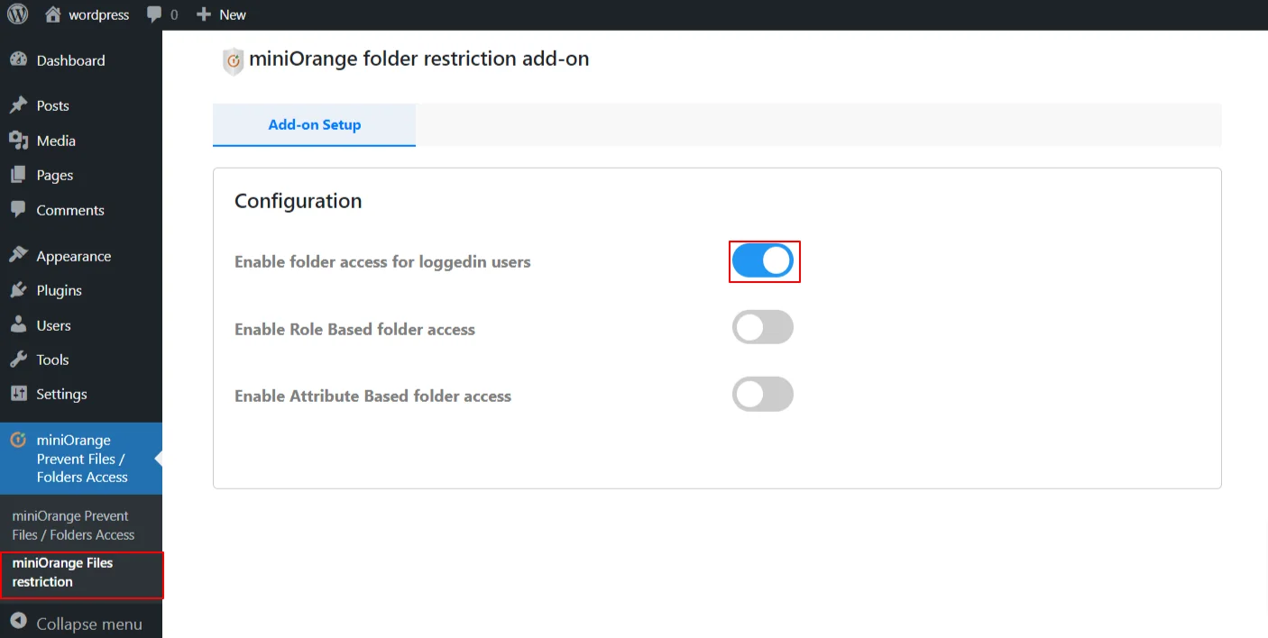 WordPress Prevent file acccess plugin - enable folder access for logged in users