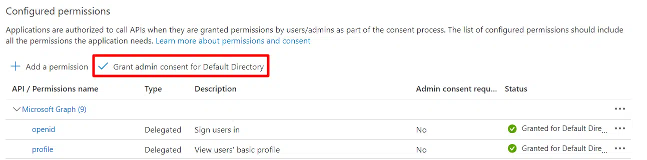 SSO de inicio de sesión único de Microsoft Entra ID OAuth en Joomla: otorgar consentimiento