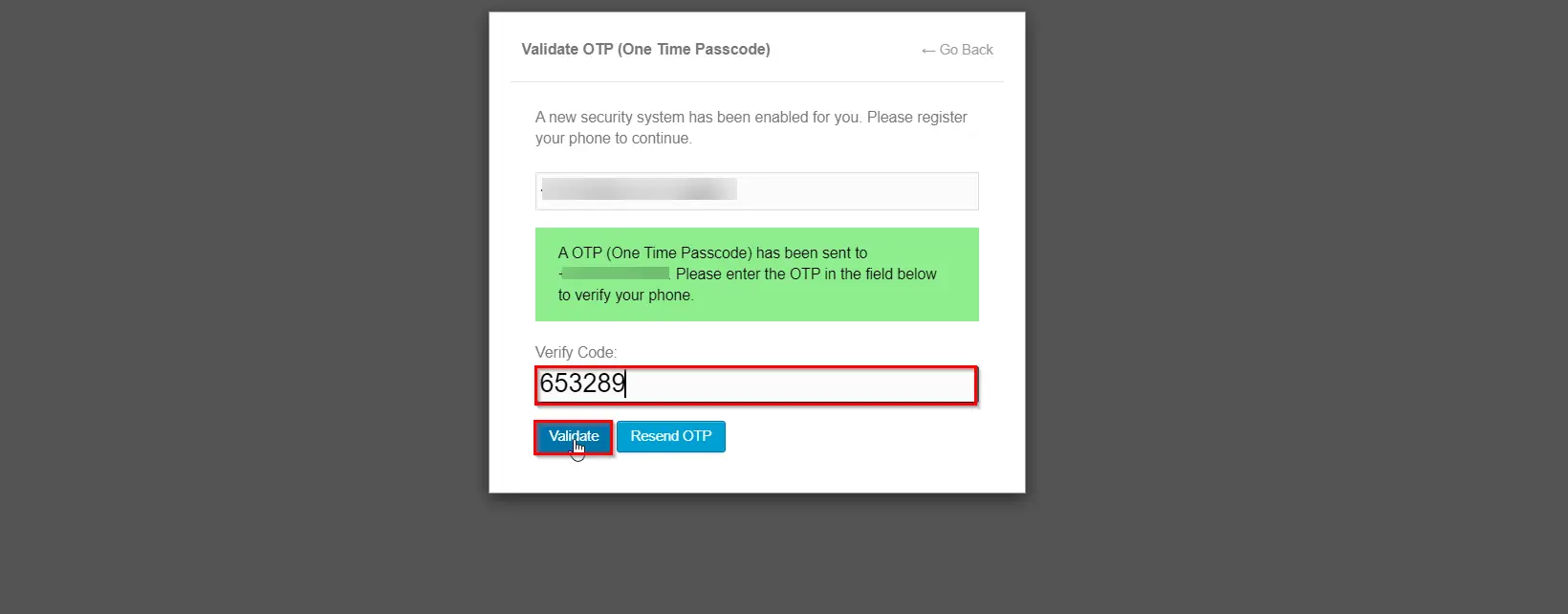 WordPress default login form - Enter verify code