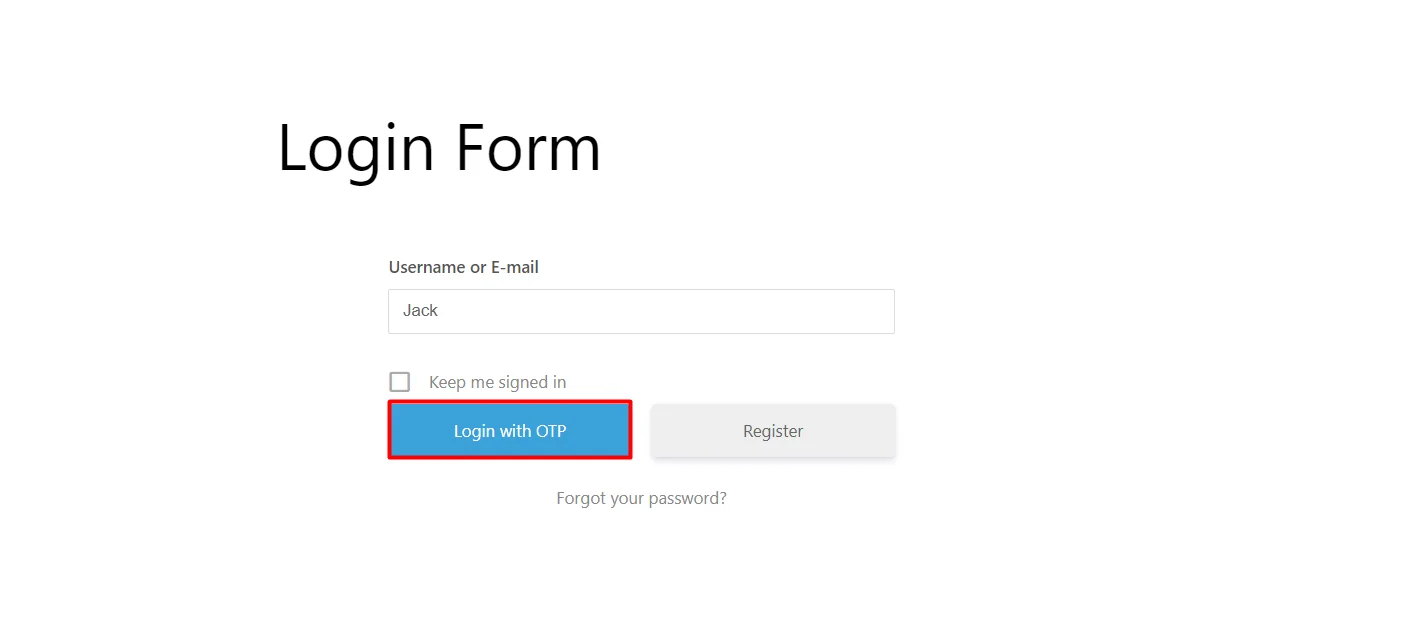 Ultimate Member Login Form_login only otp button