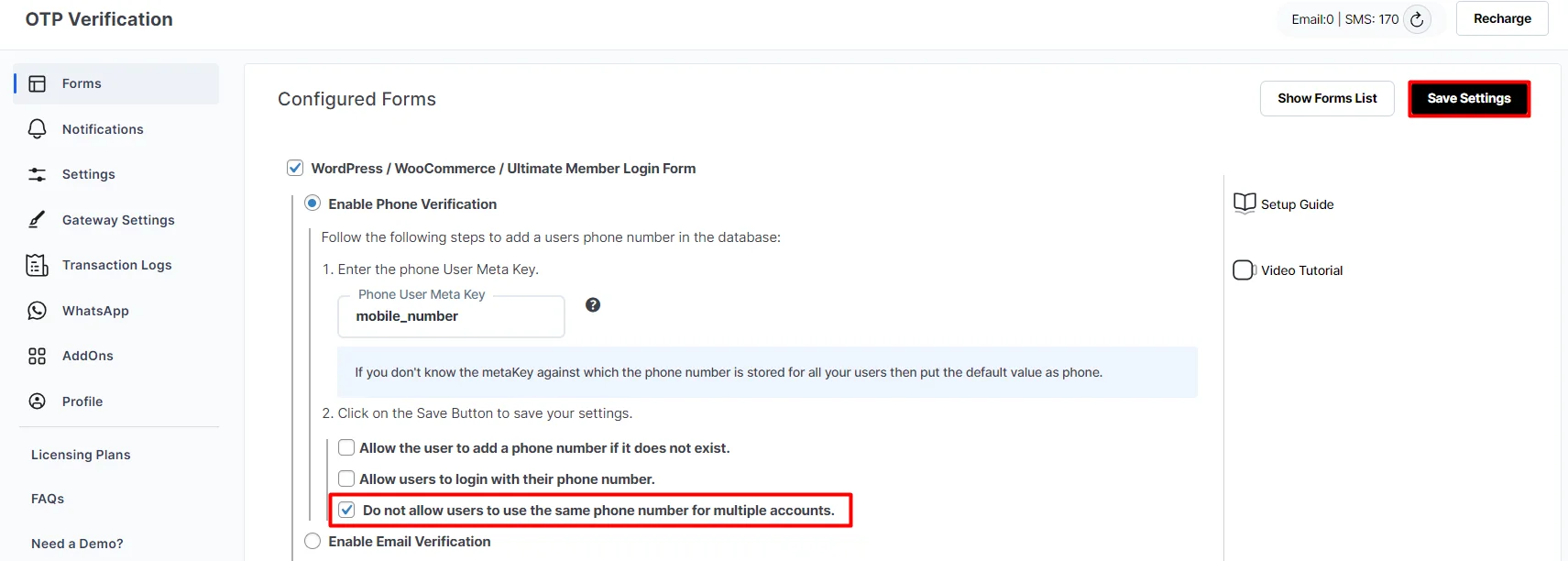 Ultimate Member Login Form_multiple account with same phone no