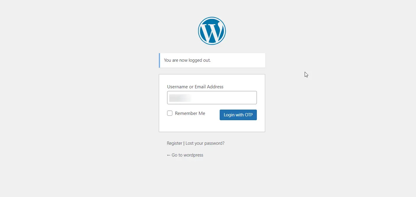 WordPress default login with OTP - WordPress default login form