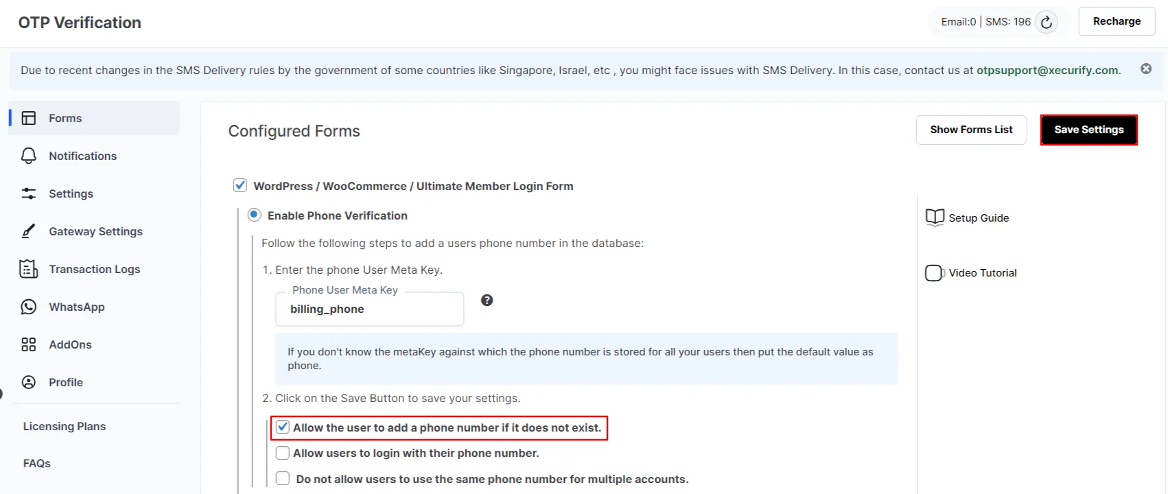 WooCommerce login form - Users add phone number