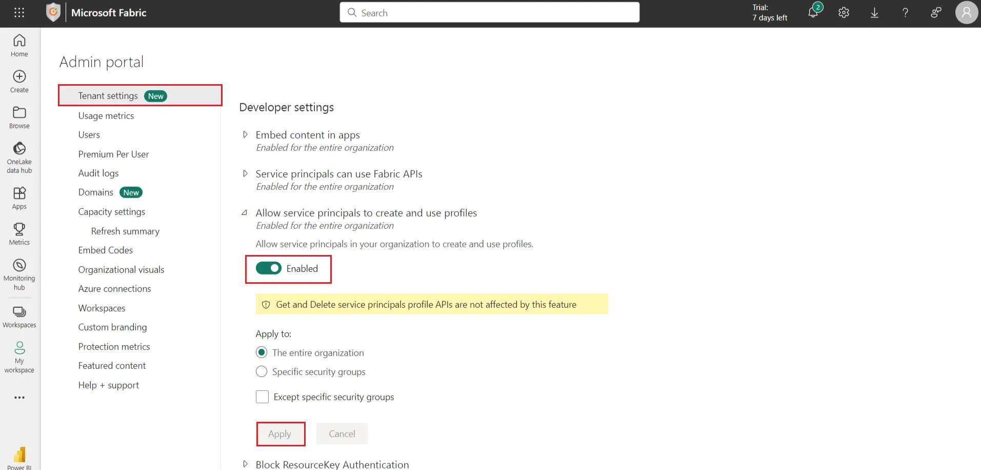 WP PowerBI Embed with row level security | Enable the toggle