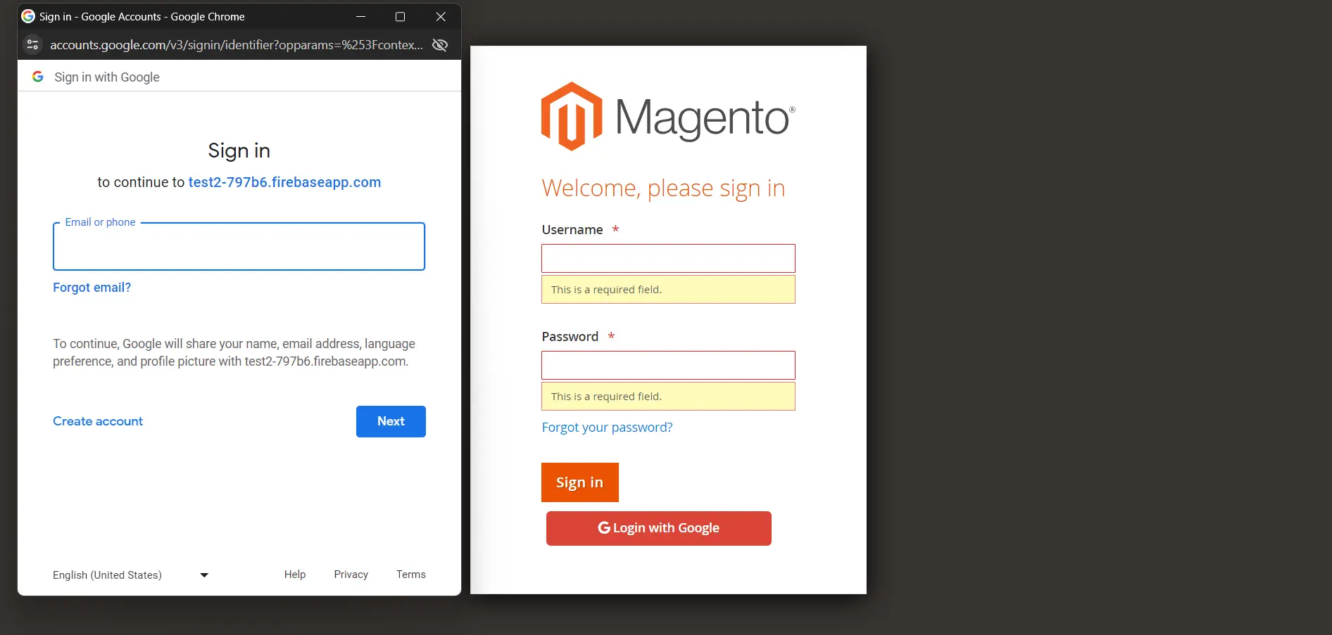 Magento Firebase Google login - enable Google method