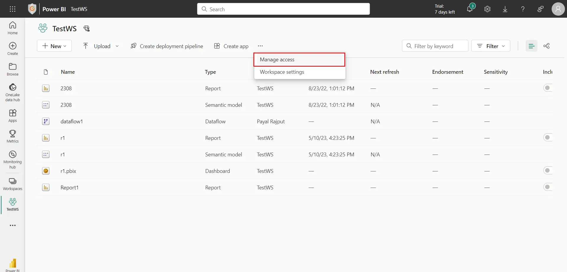 WP PowerBI Embed with row level security | Navigate to access tab