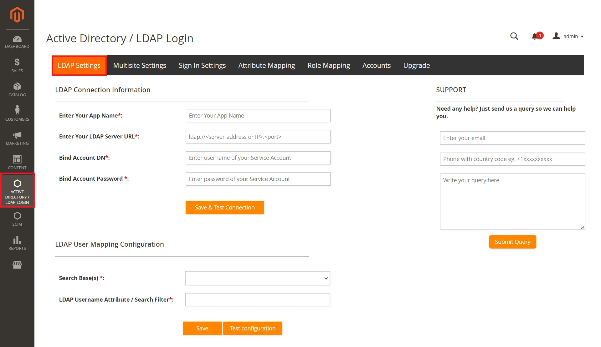 Magento LDAP login - Click on Active Directory / LDAP Login - LDAP Settings
