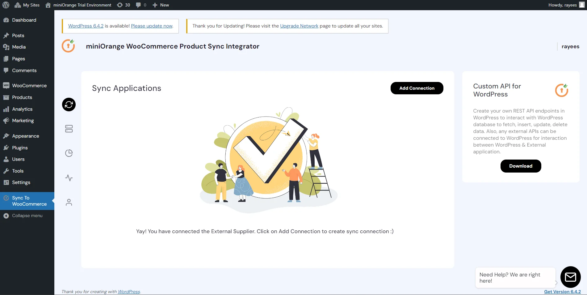 Configure WooCommerce Product Sync - Successful external supplier connection