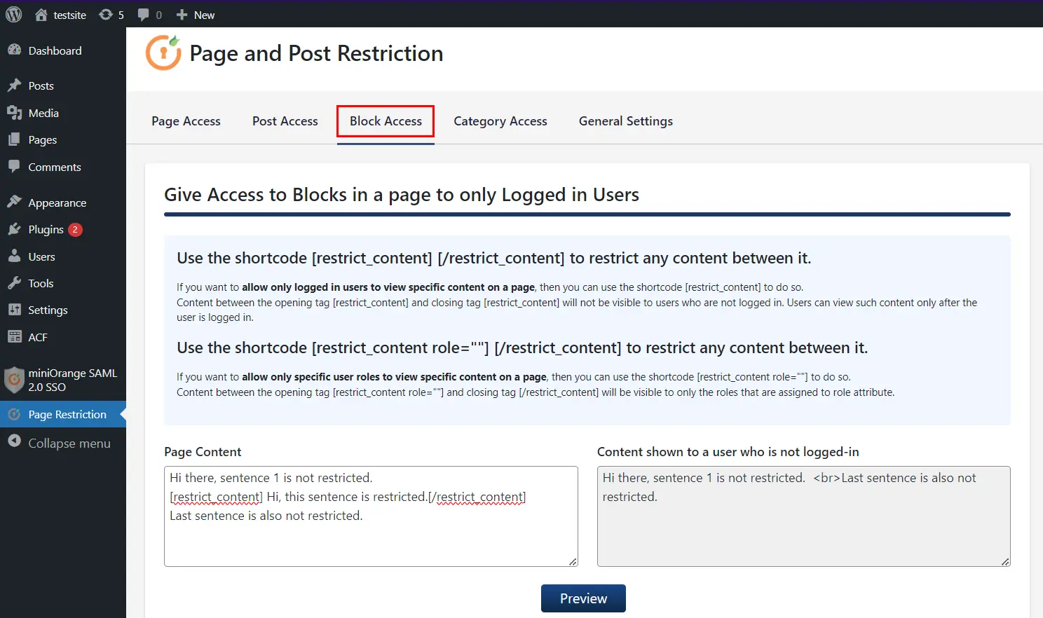 Seitenbeschränkung WordPress (WP) | Weiterleiten zu Single Ign-On | Zugriff blockieren