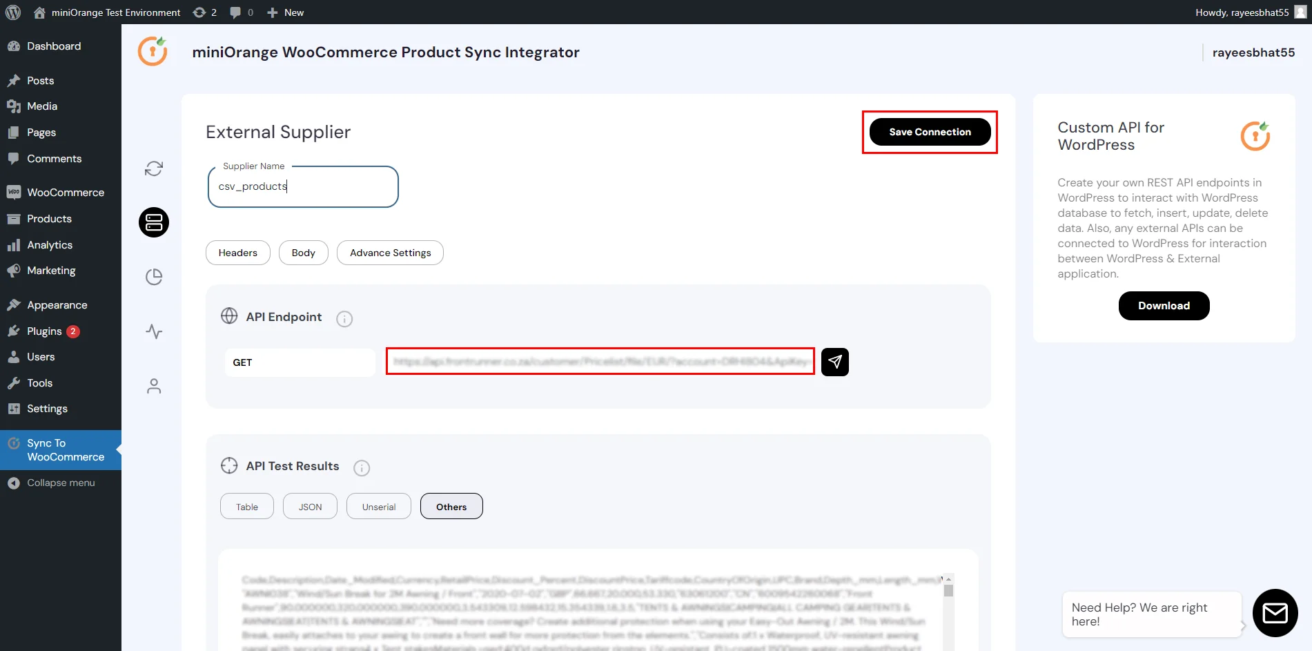 Configure WooCommerce Product Sync - Fill in the Supplier Name, CSV file