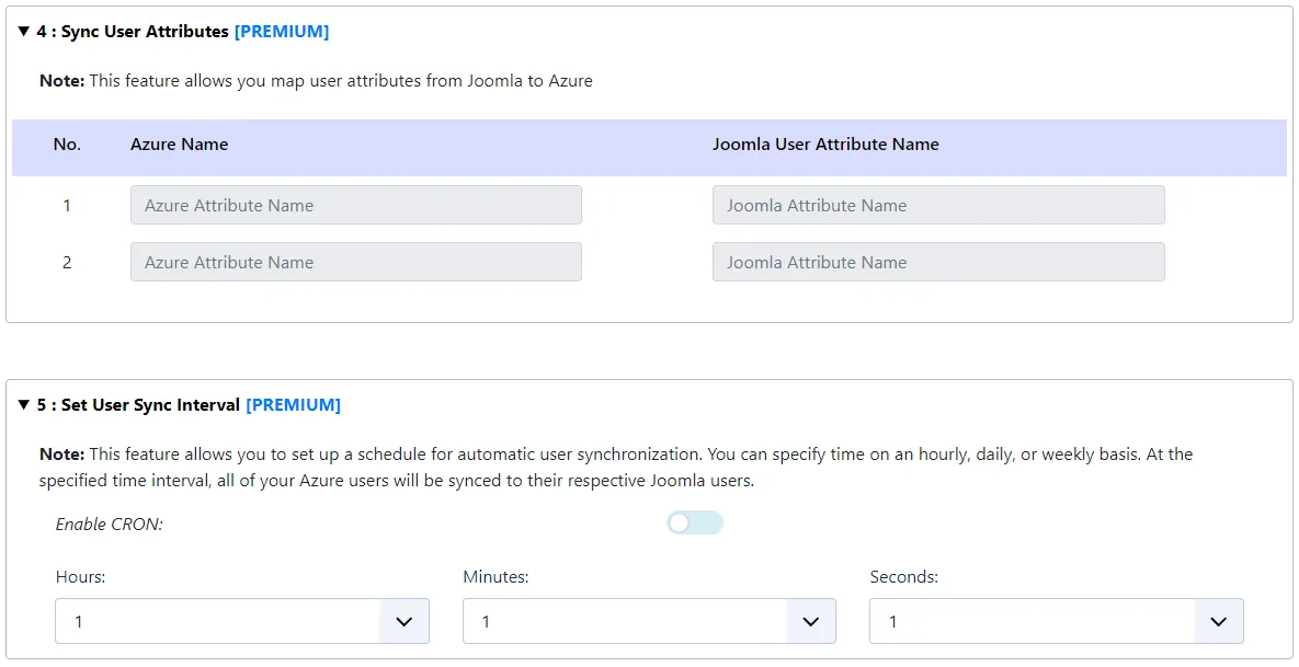 Azure AD ユーザーと Joomla の同期 - 属性の設定