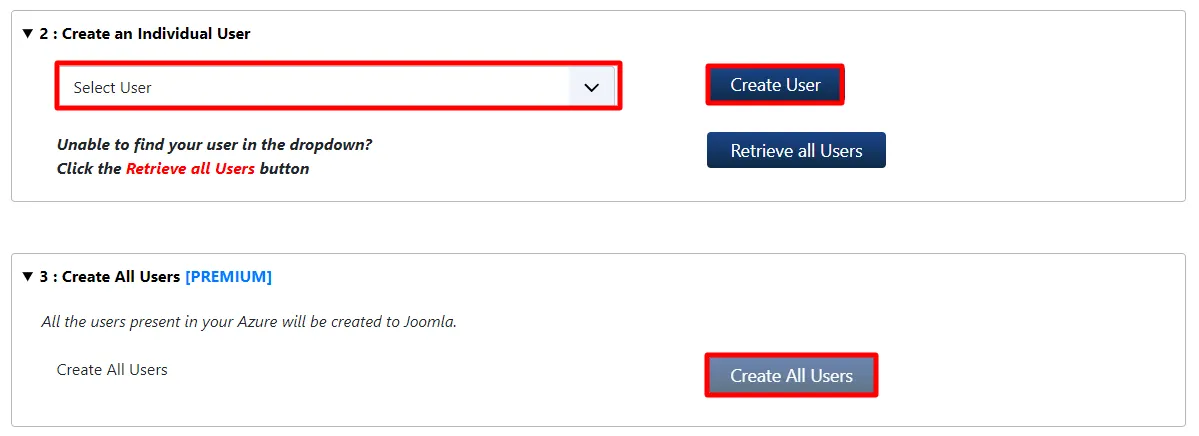 Azure AD ユーザーと Joomla の同期 - testconfig